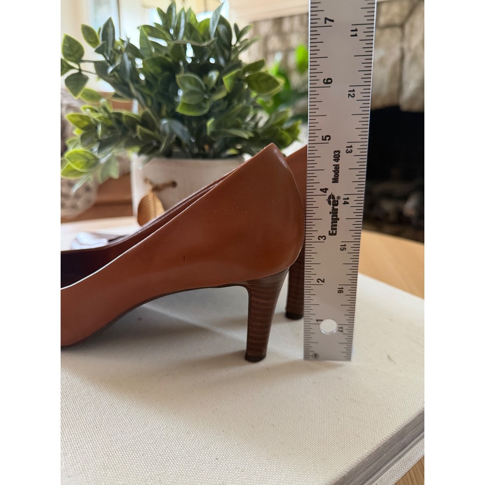 Lauren Ralph Lauren Womens Brown Leather Kitten Toe Old Money Heels Size 7B - Picture 7 of 8
